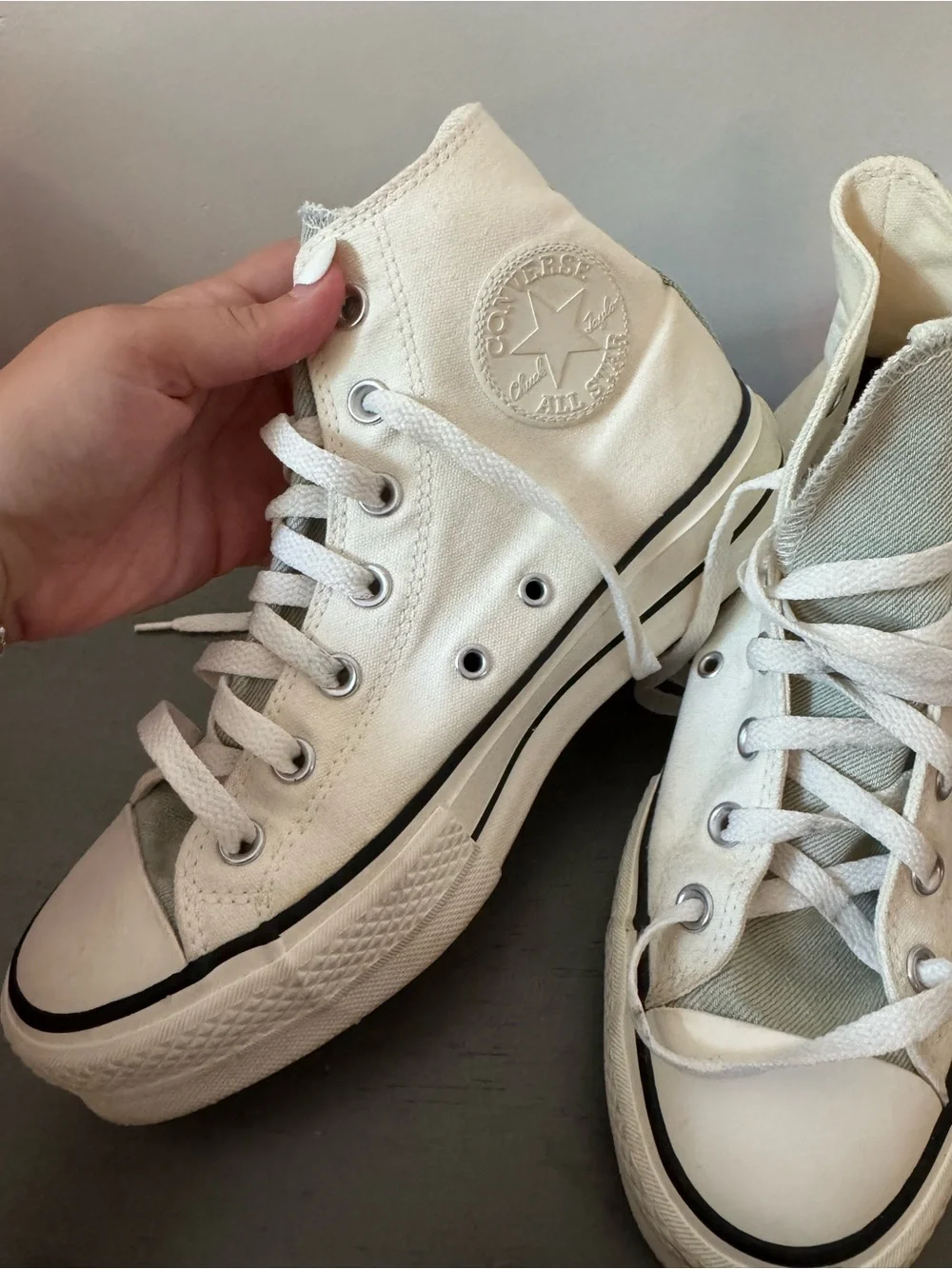 Converse White High Top Sneakers with Yellow Floral Detail